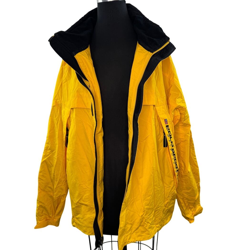 Vintage Y2K Polo Sport Ralph Lauren Yellow Windbreaker Jacket Zip XL X-Large